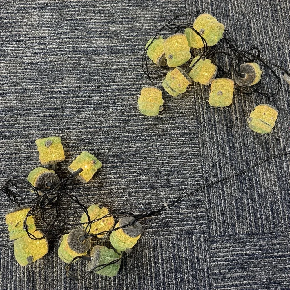 2 VTG Sugared Frankenstein Monster Blow Mold String Lights 2003 Target Halloween